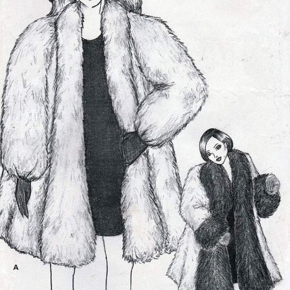 Donna Salyers' FABULOUS-FURS Swing Coat w/Detachable Collar/Cuffs Misses 6-18